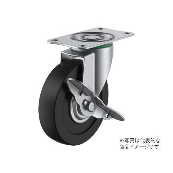 ユーエイ SUSーEーS型キャスター 自在車プレート式(ストッパー付) 径50mm ゴム車輪 SUS-E-50RS 1個（直送品）