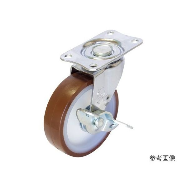 ユーエイ EーS型キャスター 自在車プレート式(ストッパー付) E-125URS 1個 62-9780-30（直送品）