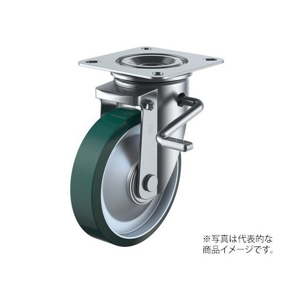 PMRーLB型キャスター 固定車プレート式(ストッパー付) 径150mm ウレタン車輪(鋼板ホイル) PMR-150UWBLB(R) 1個（直送品）