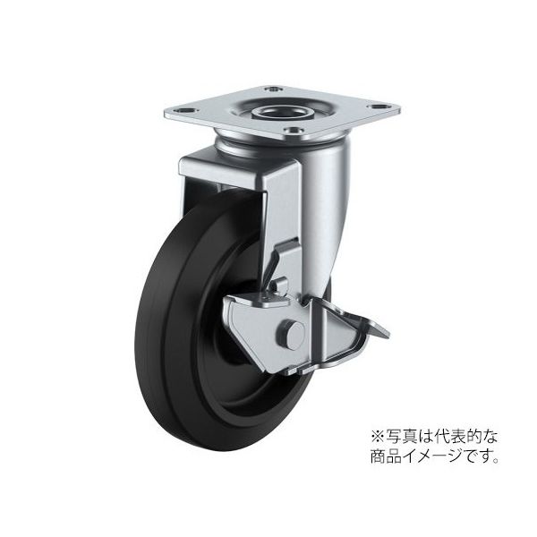 ユーエイ J2ーS型キャスター 自在車プレート式(ストッパー付) 径130mm ゴム車輪(ナイロンホイル) NRJ2-130S 1個（直送品）