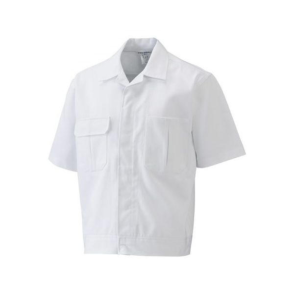 日の丸繊維 男性半袖上着 綿100% ホワイト 4L 65-1702-77 1着（直送品）