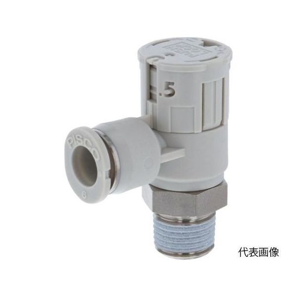 日本ピスコ スピードコントローラダイヤル付タイプ エルボ メーターアウト制御 流量:標準タイプ JSGC8-04AW 1個（直送品）