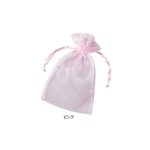 青山 オーガンジーポーチ ピンク M 61-269-18-3 1セット(10枚) 61-7269-39（直送品）