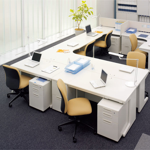 プラス 組立式スチールOAデスクシステム 平机 引出し付き ホワイト 幅1200×奥行700×高さ700mm RY-127H WH 1台(2梱包) プラス 組立式スチールOAデスクシステム 平机 引出し付き ホワイト 幅1200×奥行700×高さ700mm RY-127H WH 1台(2梱包)