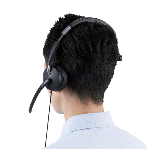 ヘッドセット 有線 片耳 デュアルマイク ノイズリダクション 折りたたみ式 USB接続 ブラック HS-HP100UNCBK エレコム 1個
