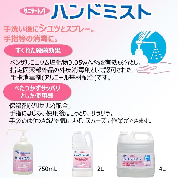 サニテート Aハンドミスト 消毒液 手指 アルコール消毒液 750mL 本体 1