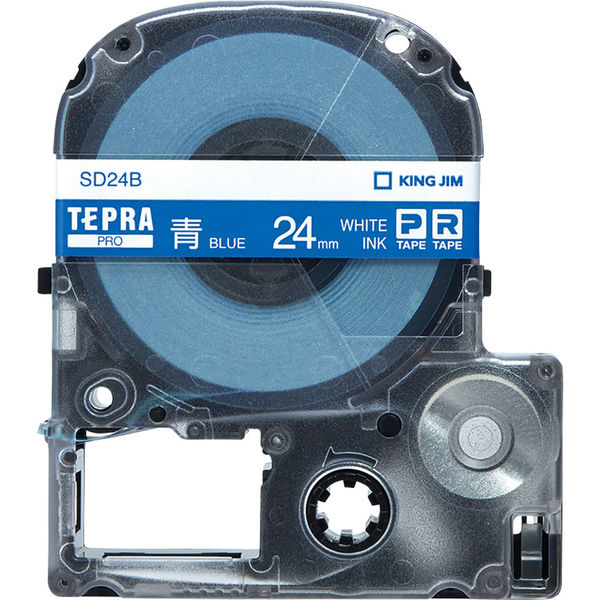 テプラ TEPRA PROテープ スタンダード 幅24mm ビビッド 青ラベル(白 