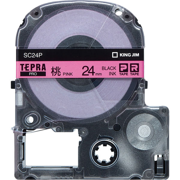 テプラ TEPRA PROテープ スタンダード 幅24mm パステル ピンクラベル(黒文字) SC24P 1個 キングジム