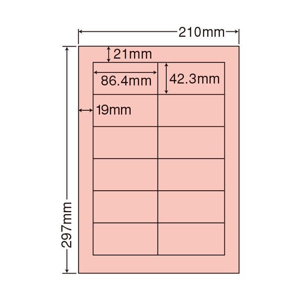 東洋印刷 ナナカラーラベル A4サイズカラーラベル レッド A4 12面 1箱（500シート入） CL11R（直送品）