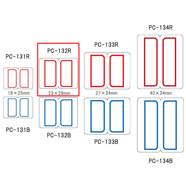 ニチバン マイタック PCラベルインデックス 中（29×23mm） 赤 PC-132R 1箱（1800片：180片入×10袋）