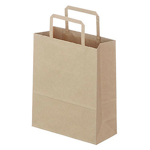 平紐クラフト紙手提袋薄型エコノミー 200×240×90 茶 1箱（300枚：50枚