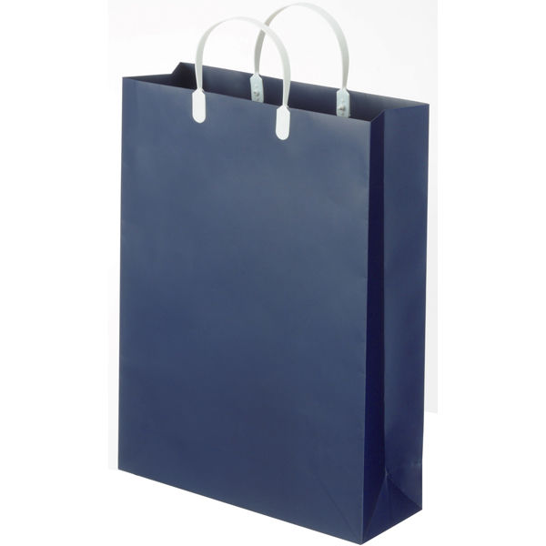 手提げ紙袋（マットフィルム貼り・ハッピータックタイプ） 平紐 紺 M 1