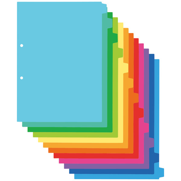 アスクル カラーインデックス A4タテ インデックスシート 2穴 12山 PP製 1組 オリジナル