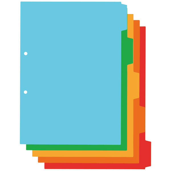 アスクル カラーインデックス A4タテ インデックスシート 2穴 5山 PP製