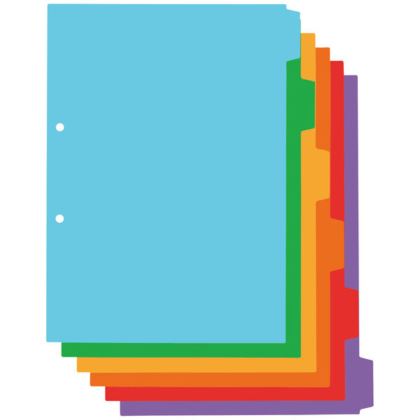 アスクル カラーインデックス A4タテ インデックスシート 2穴 6山 PP製