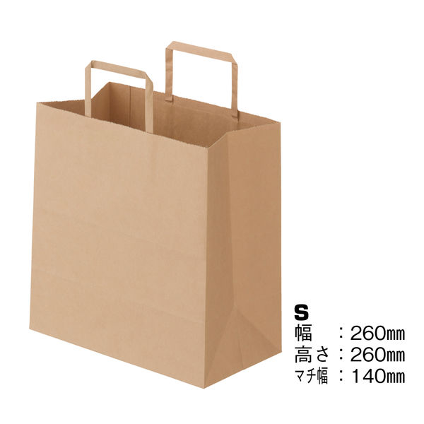 【新品】TANOSEE 紙手提袋 平紐 小ヨコ260×タテ320×マチ幅100mm 白無地 1セット（300枚：50枚×6パック）