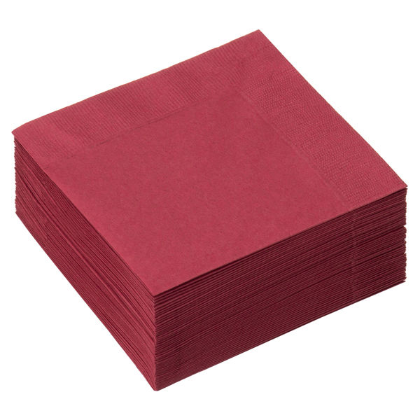溝端紙工印刷 カラーナプキン 4つ折り 2PLY ワインレッド 1袋（50枚入