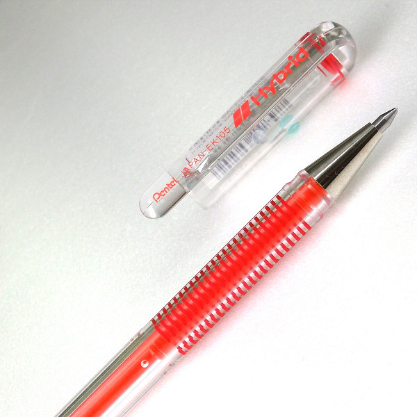 爆買いしたくなる 0.5mm ハイブリッド ぺんてる 本体 1箱(10本入 EK105 赤インク ペン