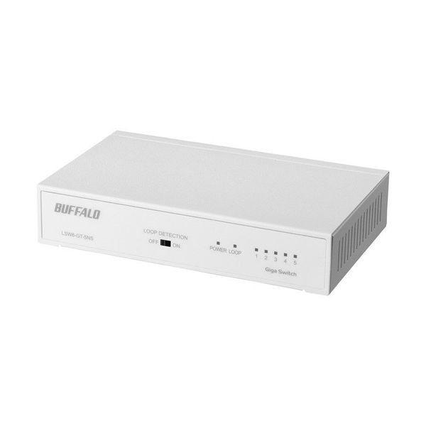 バッファロー スイッチングハブ（LANハブ）ギガビット 5ポート/金属/電源内蔵 LSW6-GT-5NS/WH 1台 - アスクル