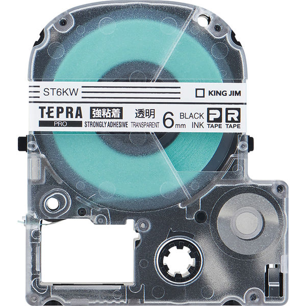 テプラ TEPRA PROテープ 強粘着 幅6mm 透明ラベル(黒文字) ST6KW 1個