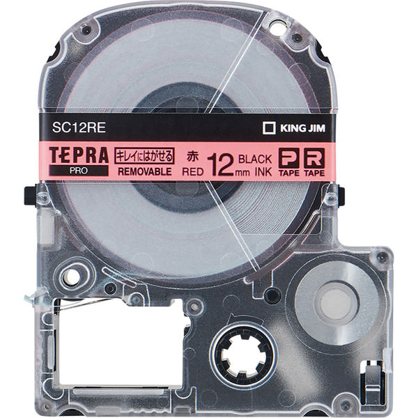 テプラ TEPRA PROテープ キレイにはがせるラベル 幅12mm 赤ラベル 