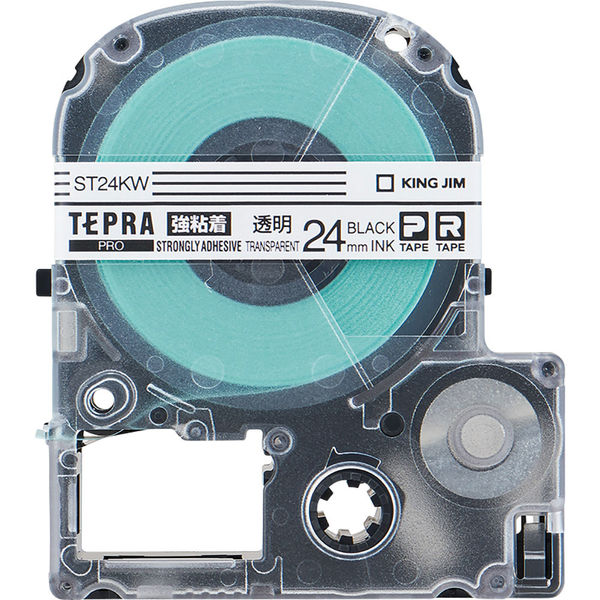 テプラ TEPRA PROテープ 強粘着 幅24mm 透明ラベル(黒文字) ST24KW 1個 キングジム - アスクル