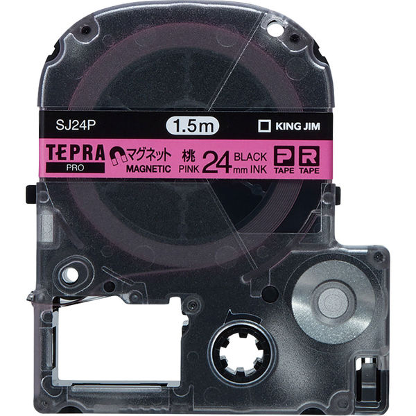 テプラ TEPRA PROテープ マグネットテープ 幅24mm ピンクラベル(黒文字