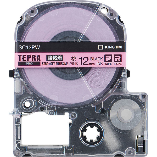 テプラ TEPRA PROテープ 強粘着 幅12mm ピンクラベル(黒文字) SC12PW 1