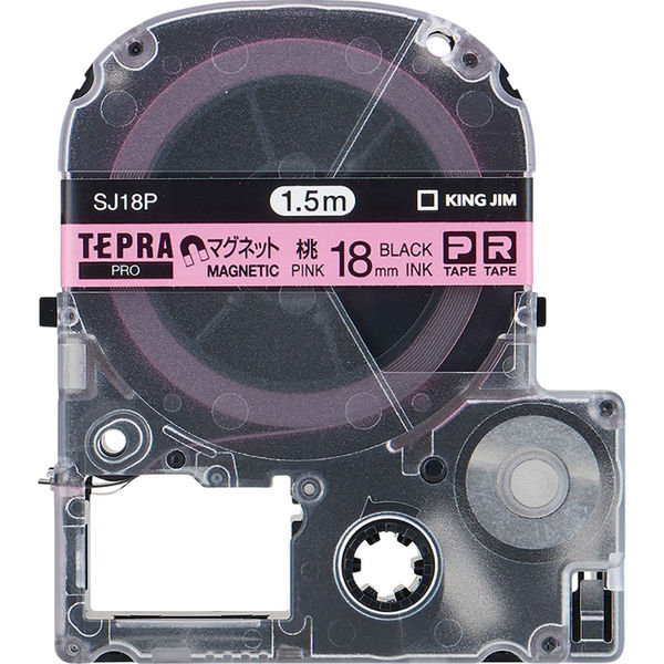 テプラ TEPRA PROテープ マグネットテープ 幅18mm ピンクラベル(黒文字 