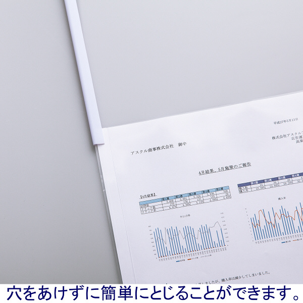 アスクル レール式クリアーホルダースリム ファイル A4タテ 約10枚とじ