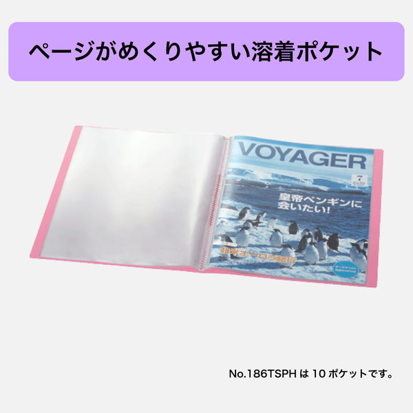 キングジム　クリアーファイル　シンプリーズ　固定式　10ポケット　青　186TSPHアオ　1冊