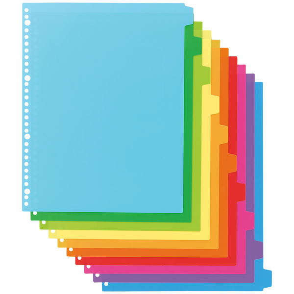 アスクル カラーインデックス A4タテ インデックスシート 30穴 10山 PP