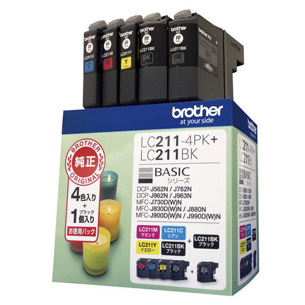 ブラザー（brother） 純正インク LC211-4PK+LC211BK 1パック5個入 LC211シリーズ（アスクル限定） オリジナル