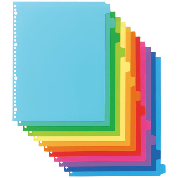 アスクル カラーインデックス A4タテ インデックスシート 30穴 12山 PP