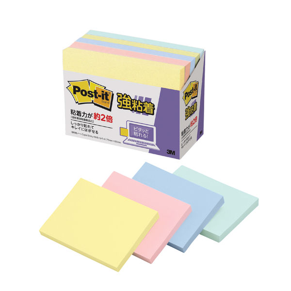 スリーエム(3M) ポストイット ふせん 付箋 強粘着・再生紙 ノート 75mm×100mm パステルカラー4色 25冊 657-5SSAP スリーエム(3M) ポストイット ふせん 付箋 強粘着・再生紙 ノート 75mm×100mm パステルカラー4色 25冊 657-5SSAP