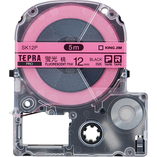 テプラ TEPRA PROテープ スタンダード 幅12mm 蛍光 ピンクラベル(黒文字) SK12P 1個 キングジム