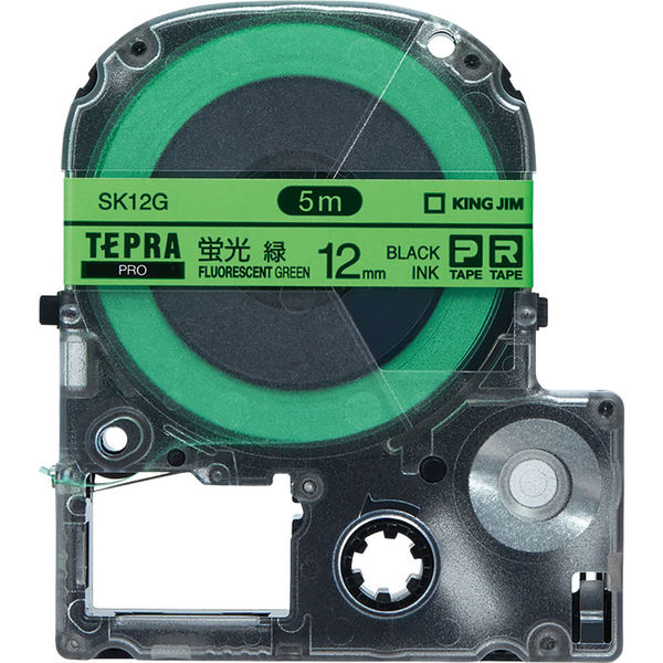 テプラ TEPRA PROテープ スタンダード 幅12mm 蛍光 緑ラベル(黒文字 