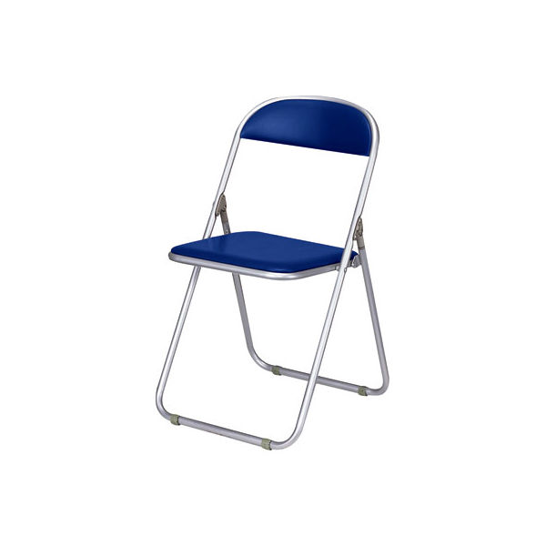 藤沢工業 折リたたみイス パッドタイプ ブルー 1箱（6脚入） 幅425mm パイプ椅子 折り畳みチェア