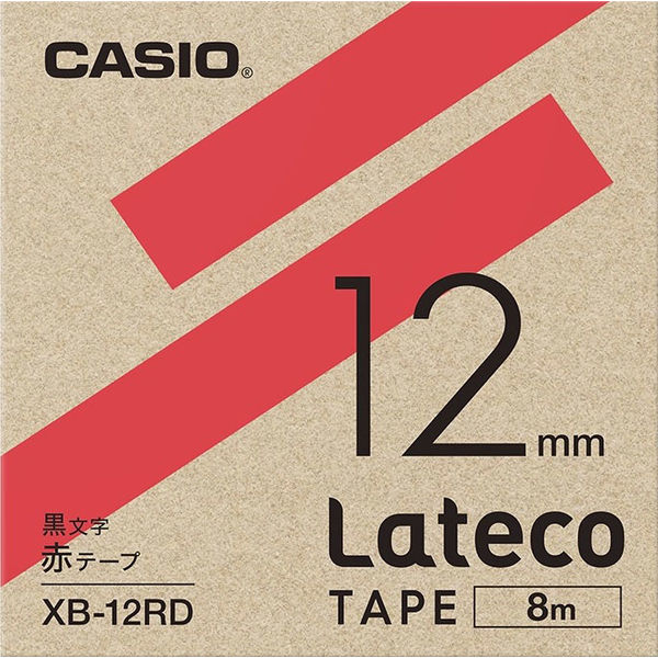 カシオ CASIO ラテコ 詰替え用テープ 幅12mm 赤ラベル 黒文字 8m巻 XB