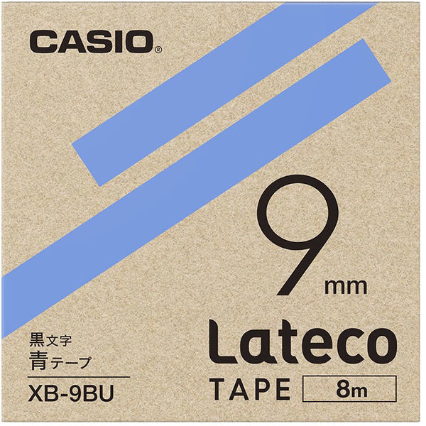 カシオ CASIO ラテコ 詰替え用テープ 幅9mm 青ラベル 黒文字 8m巻 XB