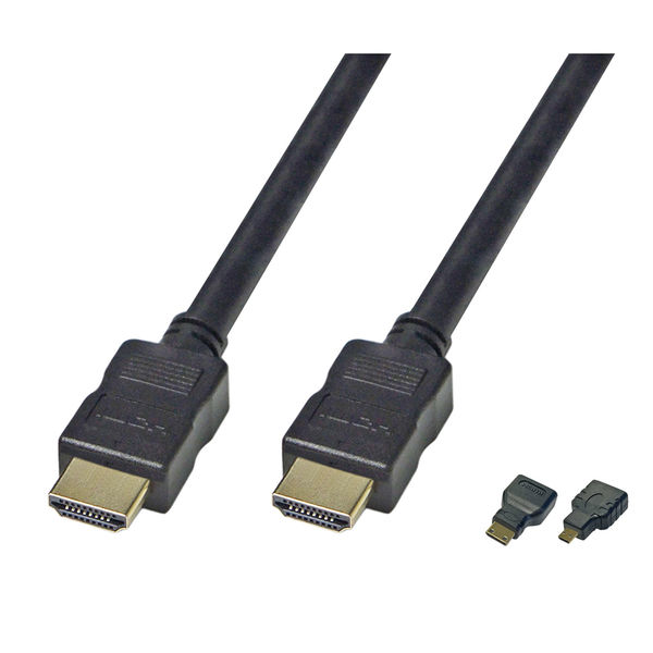 Vodaview miniHDMI/microHDMI変換コネクタ付きHDMIケーブル 1m VV