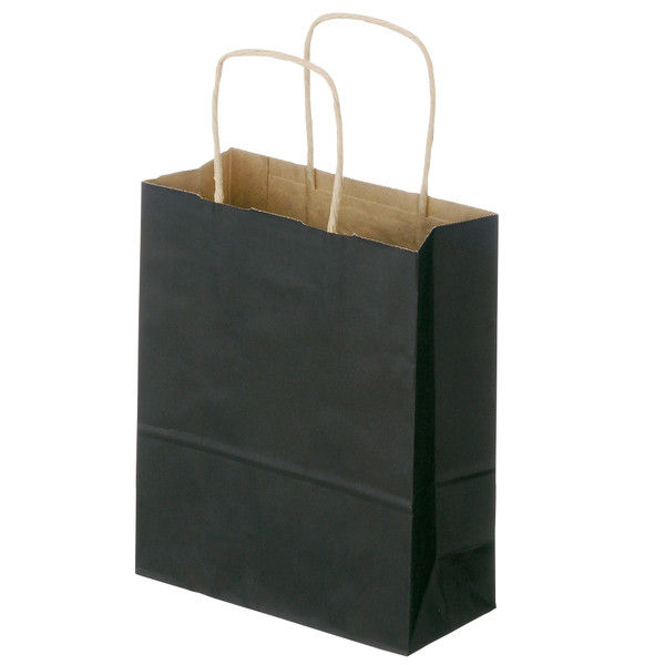 スーパーバッグ 丸紐カラー手提げ紙袋 ブラック SS 1箱（300枚入