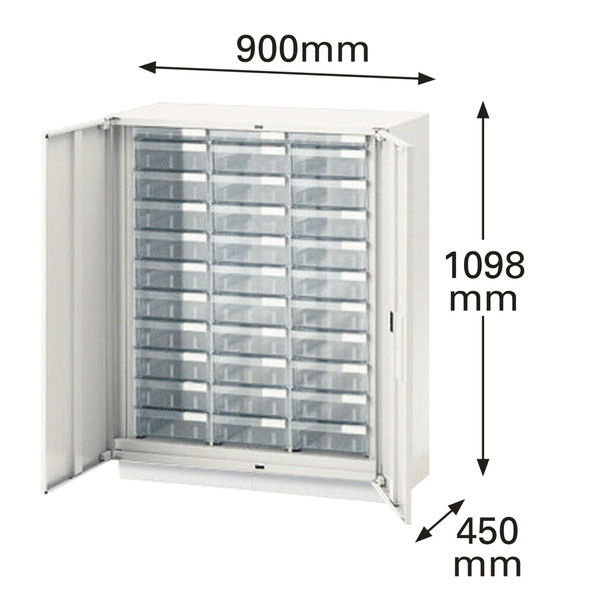 組立設置込】イトーキ シンラインキャビネット 3列10段 両開き クリスタル 引出し 下置用 ホワイト 幅900×奥行450×高さ1098mm 1  （直送品） - アスクル