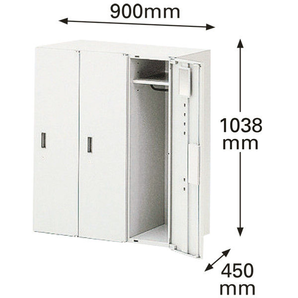 組立設置込】イトーキ シンラインキャビネット 3列 ロッカー3人用 シリンダー錠 上置用 ホワイト 幅900×奥行450×高さ1038mm 1台(  （直送品） - アスクル