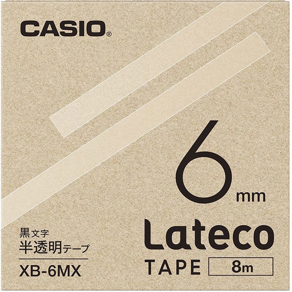 カシオ CASIO ラテコ 詰替え用テープ 幅6mm 半透明ラベル 黒文字 5個