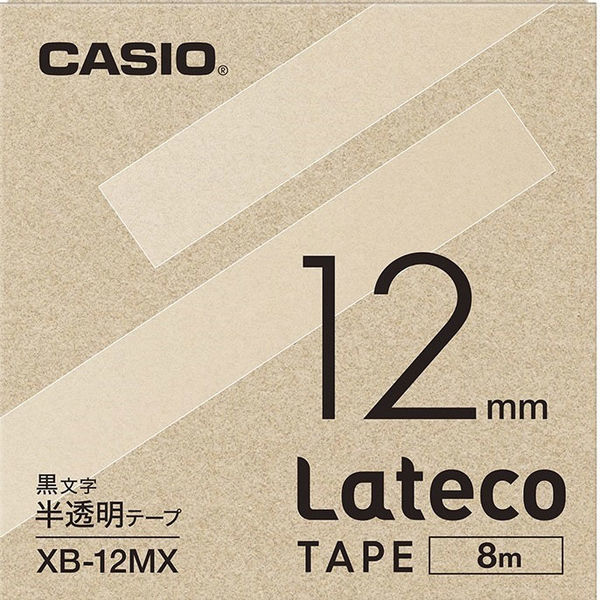 カシオ CASIO ラテコ 詰替え用テープ 幅12mm 半透明ラベル 黒文字 5個