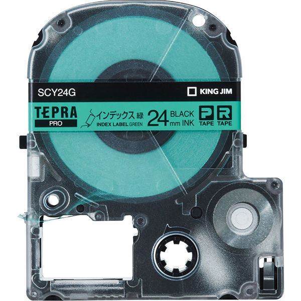 テプラ TEPRA PROテープ インデックスラベル 幅24mm 緑ラベル(黒文字