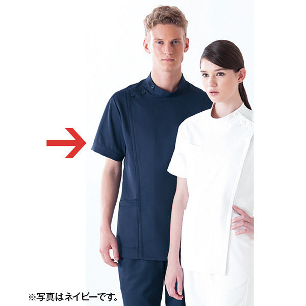 KAZEN メンズジャケット半袖 253-20 ホワイト L 医務衣