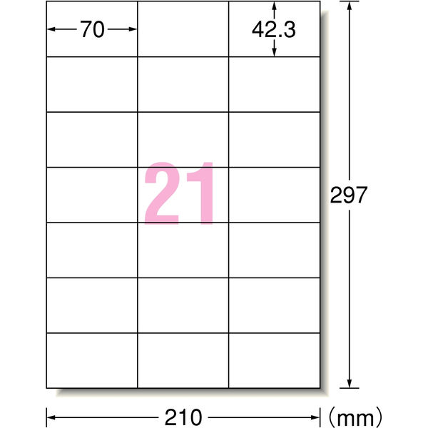 エーワン ラベルシール 表示・宛名ラベル プリンタ兼用 マット紙 白 A4 21面 1袋（100シート入） 31538 アスクル