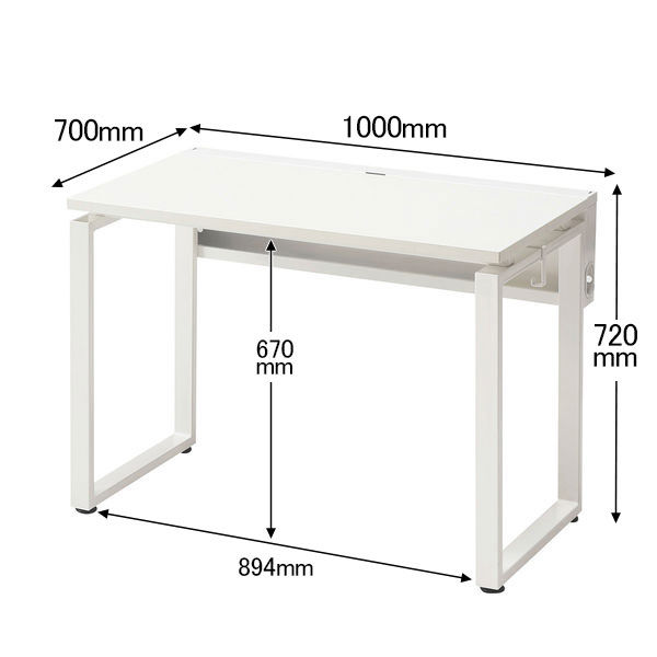 Ceha プレノデスクシステム 平机 引出し無し ホワイト天板/ホワイト脚